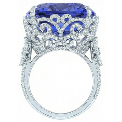 Natural Real ( Not Lab Grown )  Tanzanite Cocktail Ring For Women