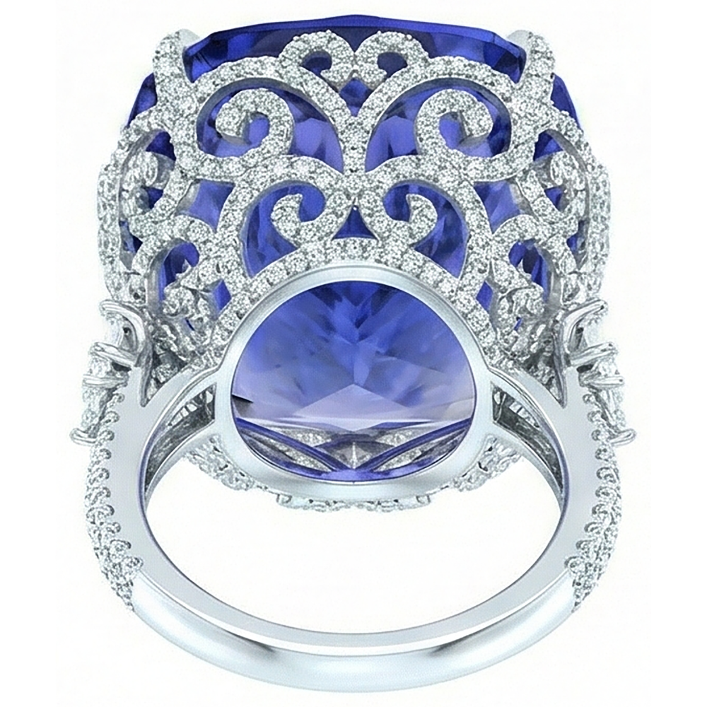 Natural Real ( Not Lab Grown )  Tanzanite Cocktail Ring For Women