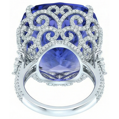 Natural Real ( Not Lab Grown )  Tanzanite Cocktail Ring For Women