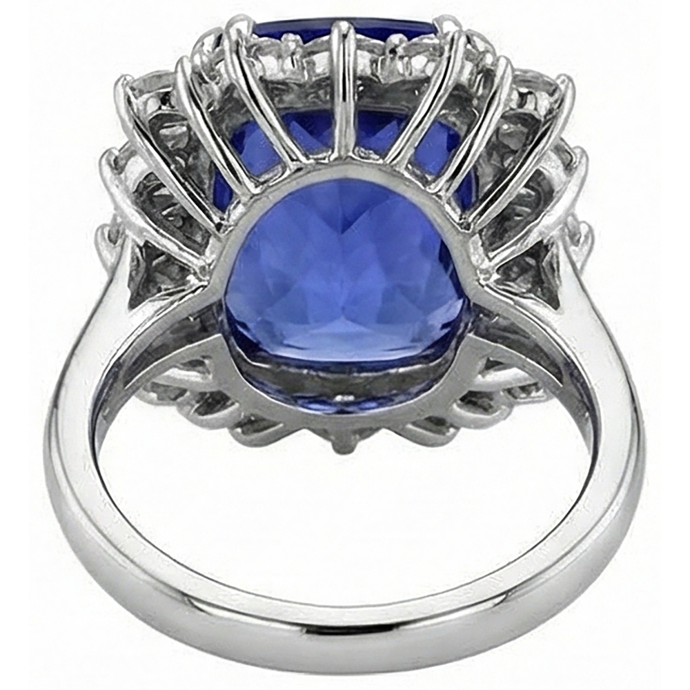 Tanzanite Cushion And Round Natural Earth Mined Diamonds 6.50 Carat Halo Ring Gemstone