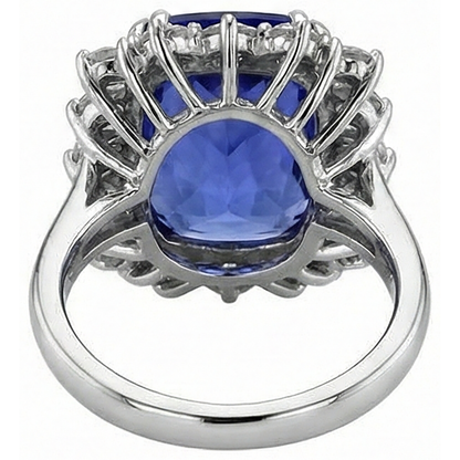 Tanzanite Cushion And Round Natural Earth Mined Diamonds 6.50 Carat Halo Ring Gemstone