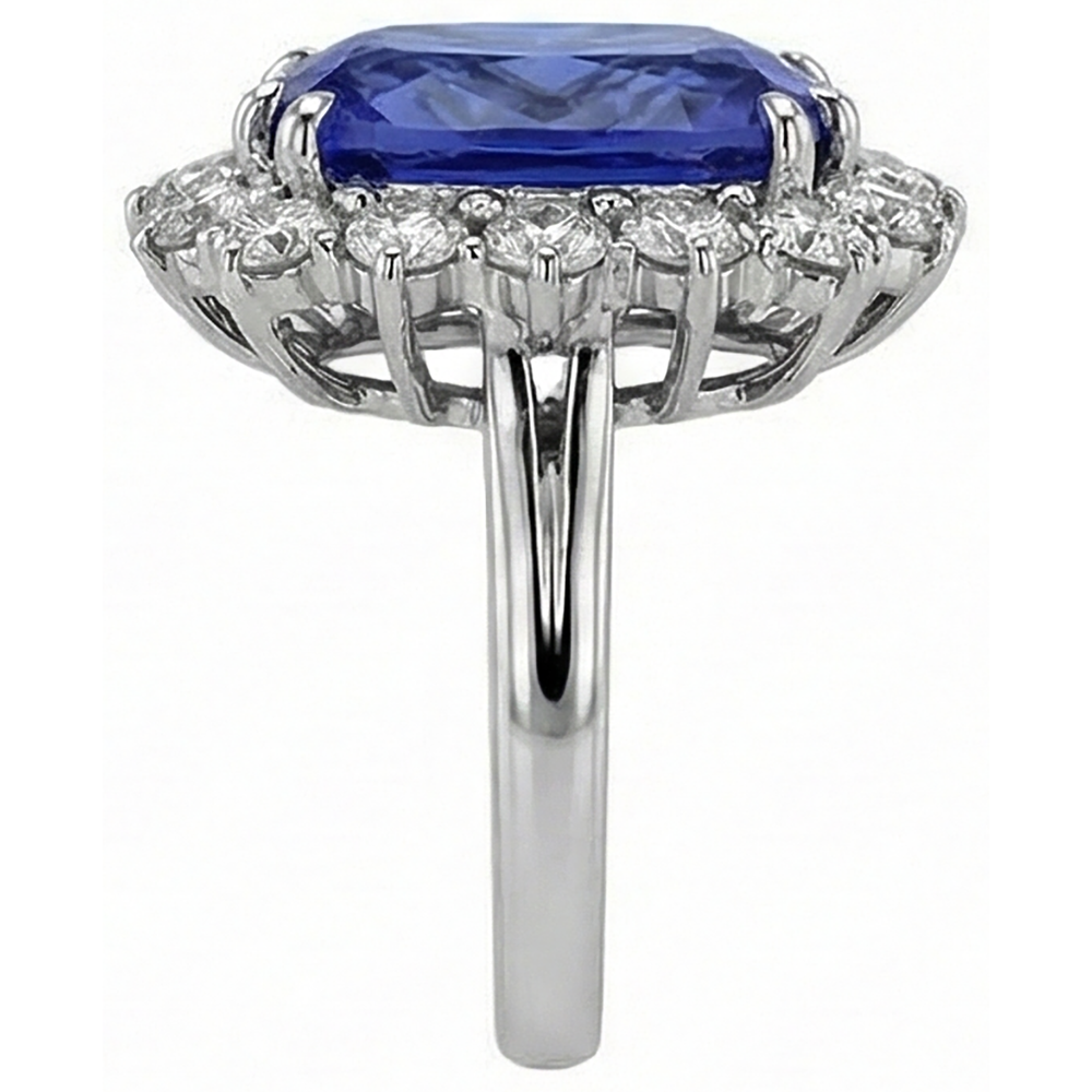 Tanzanite Cushion And Round Natural Earth Mined Diamonds 6.50 Carat Halo Ring Gemstone