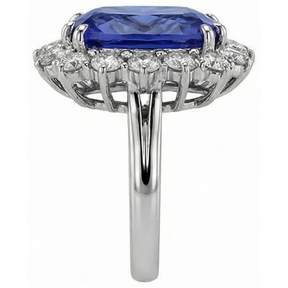 Tanzanite Cushion And Round Natural Earth Mined Diamonds 6.50 Carat Halo Ring Gemstone