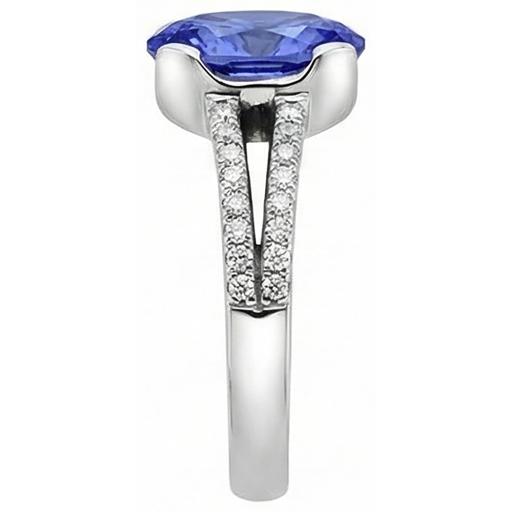 Tanzanite Oval And Round Natural Earth Mined Diamonds 3.75 Carat Gemstone Ring Jewelry