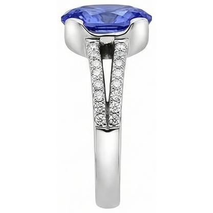 Tanzanite Oval And Round Natural Earth Mined Diamonds 3.75 Carat Gemstone Ring Jewelry