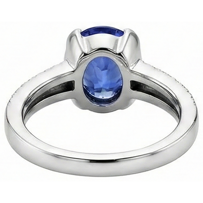 Tanzanite Oval And Round Natural Earth Mined Diamonds 3.75 Carat Gemstone Ring Jewelry