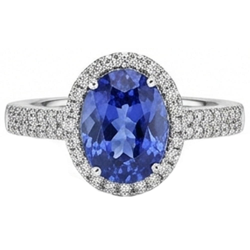 natural round tanzanite 5.25ct ring side angle