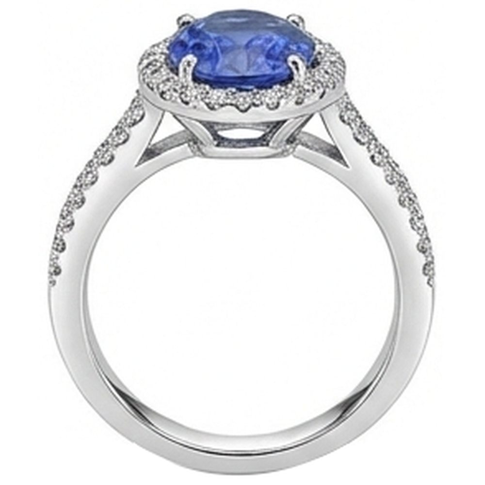 natural round tanzanite 5.25ct ring top view