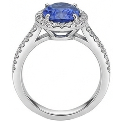 natural round tanzanite 5.25ct ring top view