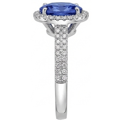 natural round tanzanite 5.25ct ring profile view