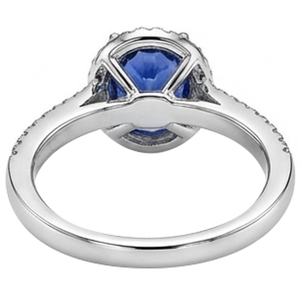 natural round tanzanite 5.25ct ring on white background