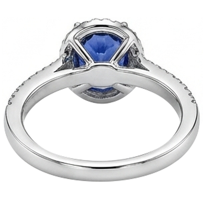 natural round tanzanite 5.25ct ring on white background