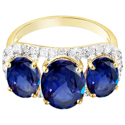 Tanzanite Oval And Round Natural Earth Mined Diamonds 6 Carat Anniversary Ring Jewelry