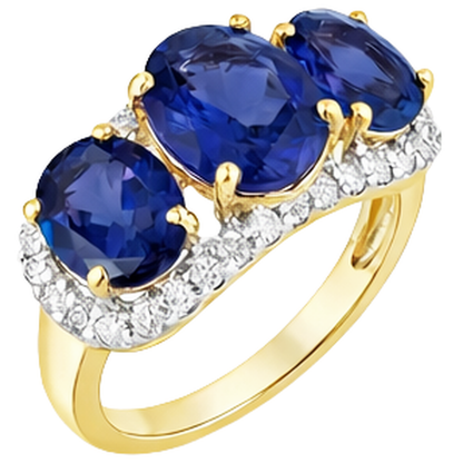 Tanzanite Oval And Round Natural Earth Mined Diamonds 6 Carat Anniversary Ring Jewelry