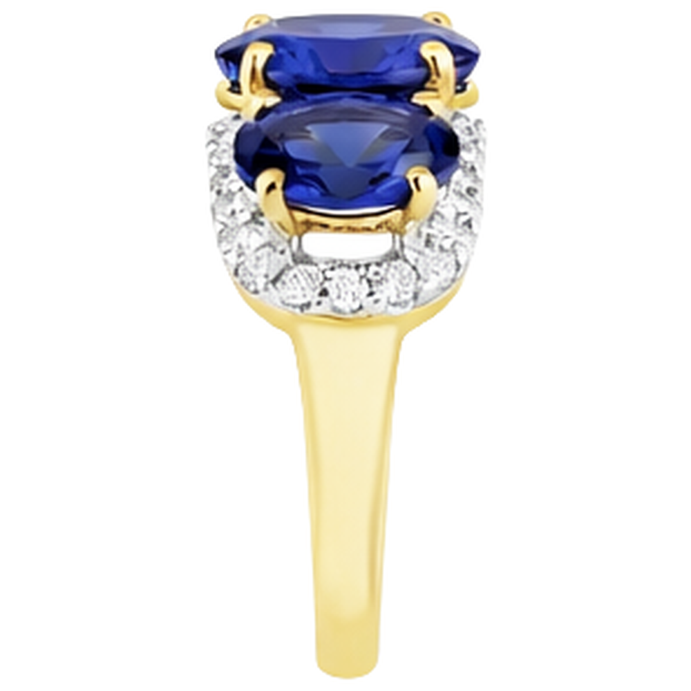 Tanzanite Oval And Round Natural Earth Mined Diamonds 6 Carat Anniversary Ring Jewelry