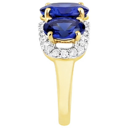 Tanzanite Oval And Round Natural Earth Mined Diamonds 6 Carat Anniversary Ring Jewelry