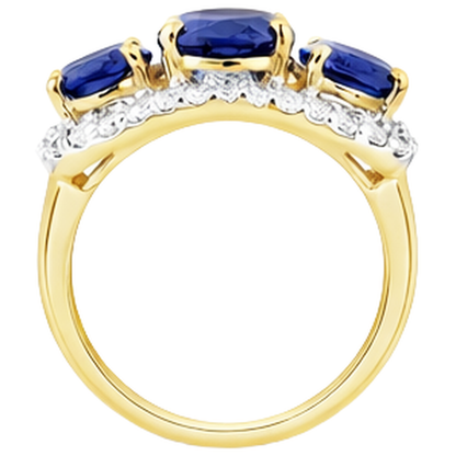 Tanzanite Oval And Round Natural Earth Mined Diamonds 6 Carat Anniversary Ring Jewelry