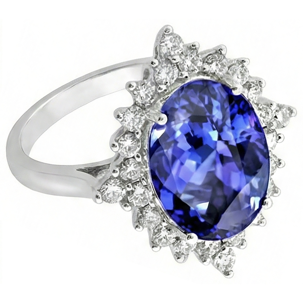 Tanzanite Oval Natural Earth Mined Diamond Engagement Ring 8.50 Carat Gemstone Jewelry New