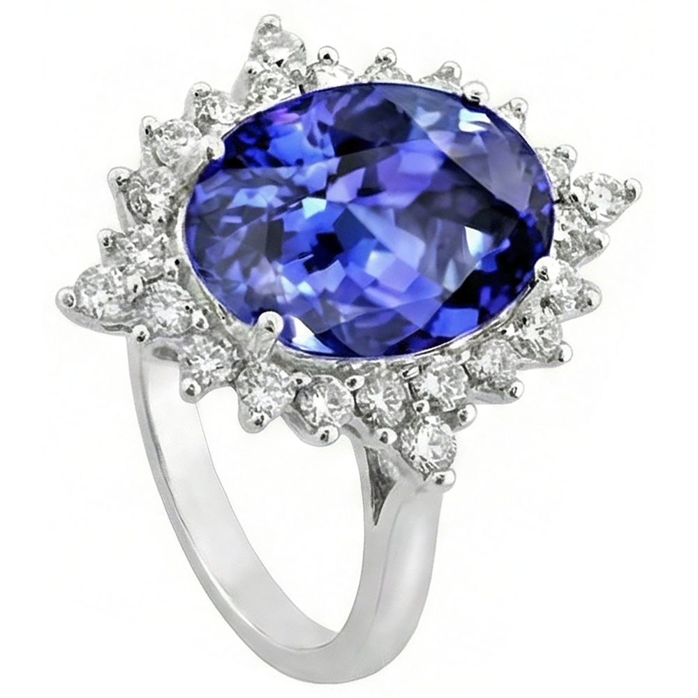 Tanzanite Oval Natural Earth Mined Diamond Engagement Ring 8.50 Carat Gemstone Jewelry New