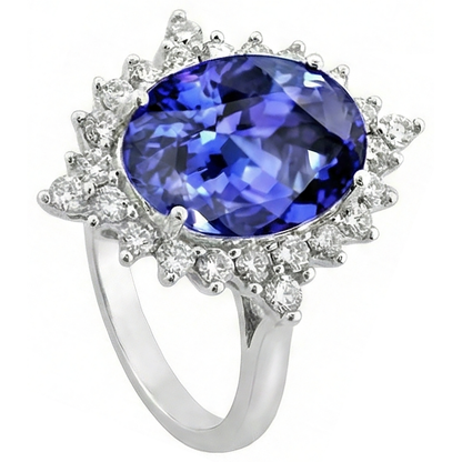 Tanzanite Oval Natural Earth Mined Diamond Engagement Ring 8.50 Carat Gemstone Jewelry New