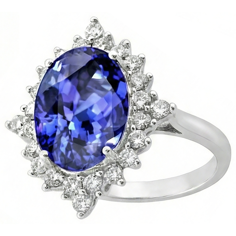 Tanzanite Oval Natural Earth Mined Diamond Engagement Ring 8.50 Carat Gemstone Jewelry New