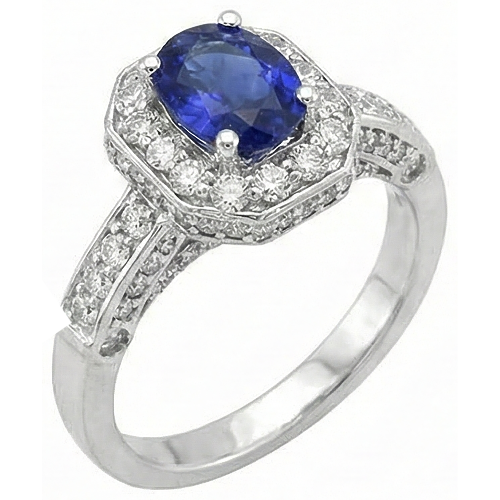 Tanzanite Oval & Round Natural Earth Mined Diamonds 3.61 Carat Ring White Gold 14K