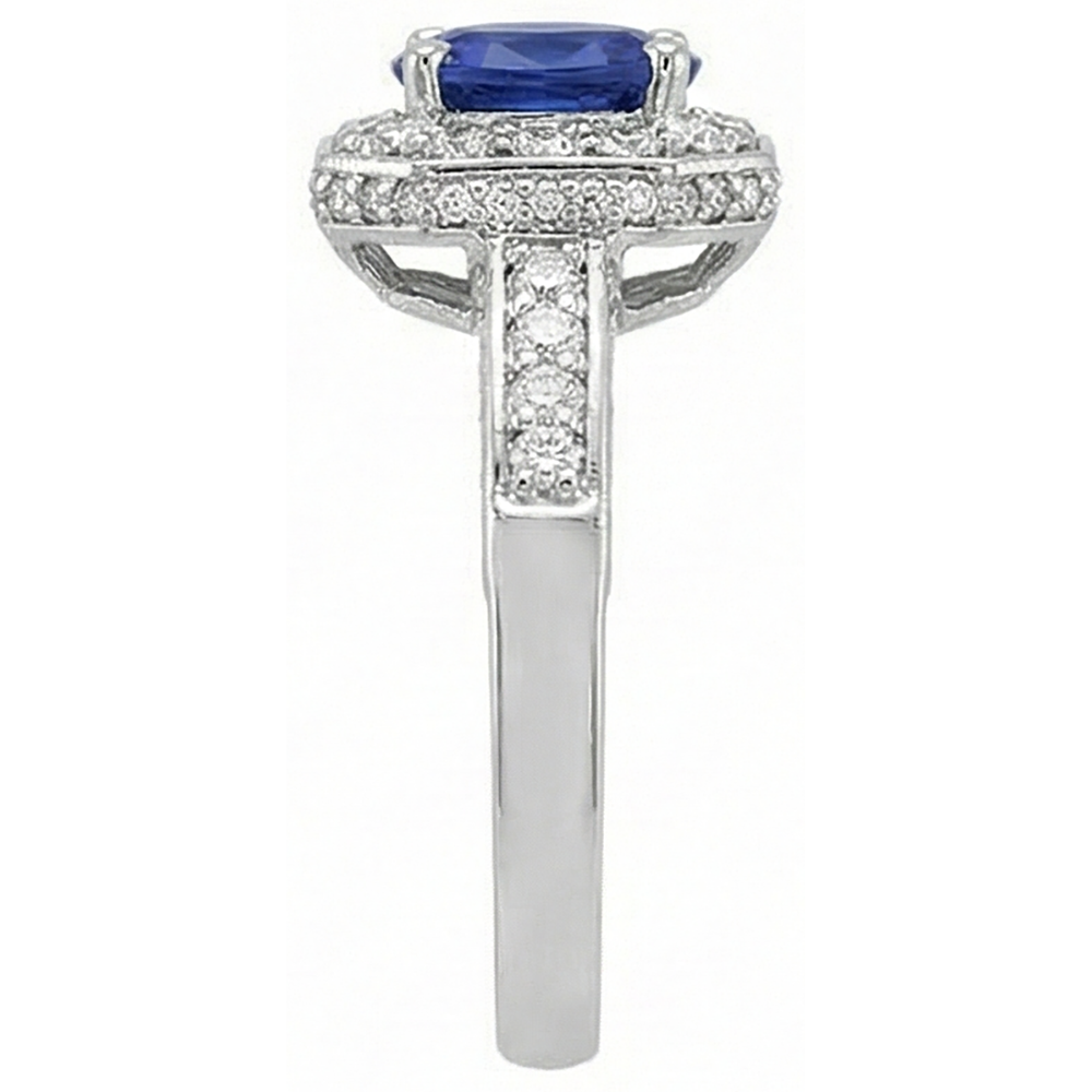 Tanzanite Oval & Round Natural Earth Mined Diamonds 3.61 Carat Ring White Gold 14K