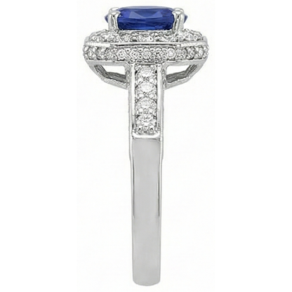 Tanzanite Oval & Round Natural Earth Mined Diamonds 3.61 Carat Ring White Gold 14K