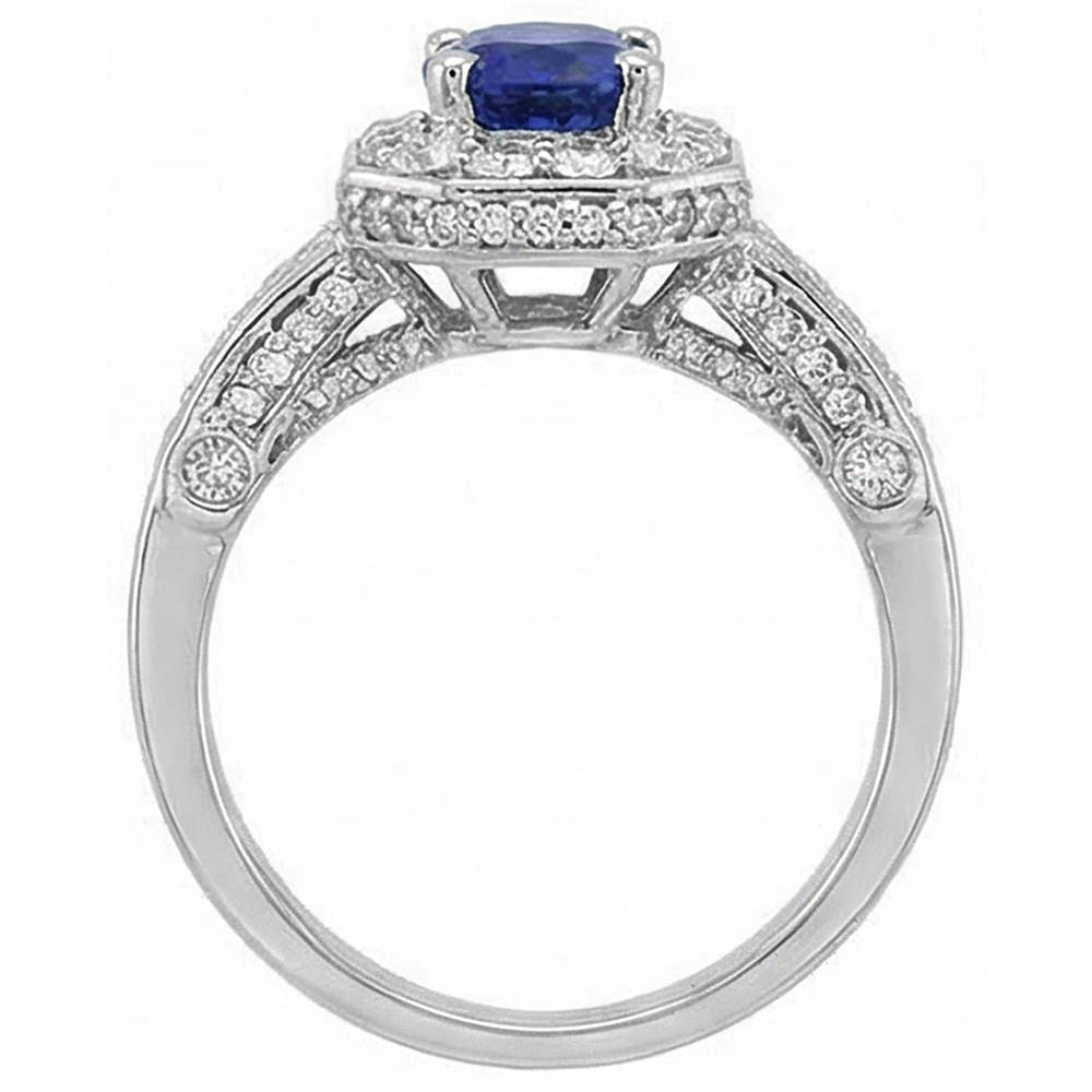Tanzanite Oval & Round Natural Earth Mined Diamonds 3.61 Carat Ring White Gold 14K