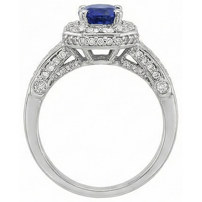 Tanzanite Oval & Round Natural Earth Mined Diamonds 3.61 Carat Ring White Gold 14K