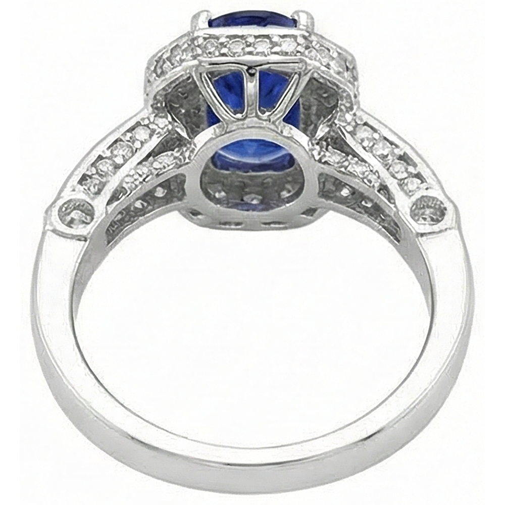 Tanzanite Oval & Round Natural Earth Mined Diamonds 3.61 Carat Ring White Gold 14K