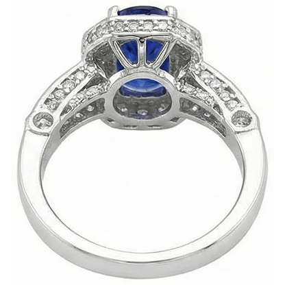 Tanzanite Oval & Round Natural Earth Mined Diamonds 3.61 Carat Ring White Gold 14K