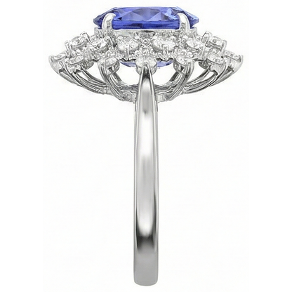 Tanzanite Round Natural Earth Mined Diamond 3.75 Carat Ring White Gold 14K