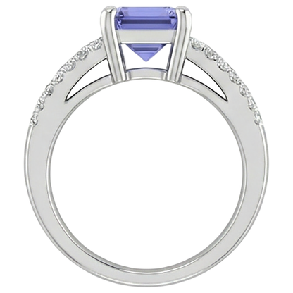 Tanzanite With Natural Earth Mined Diamonds 15.50 Carats Wedding Ring Gold White 14K New