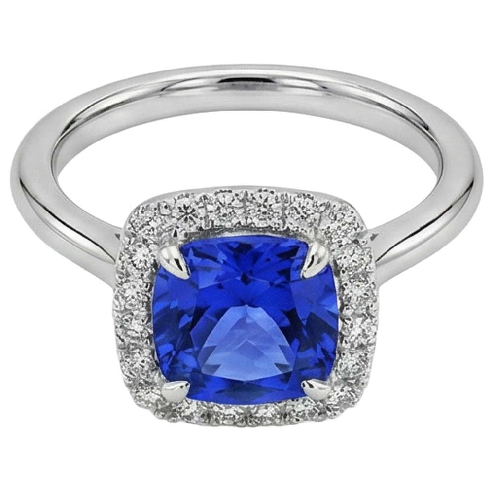 Tanzanite With Natural Earth Mined Diamonds 7.75 Ct Wedding Ring White Gold 14K
