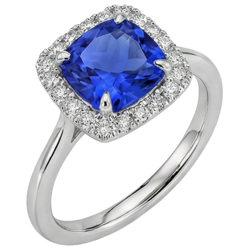 Tanzanite With Natural Earth Mined Diamonds 7.75 Ct Wedding Ring White Gold 14K