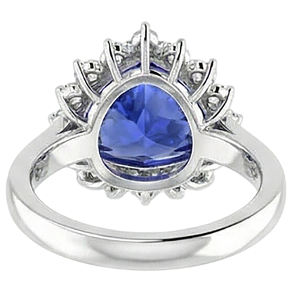Tanzanite & Round Natural Earth Mined Diamonds 4.60 Carat Ring White Gold 14K