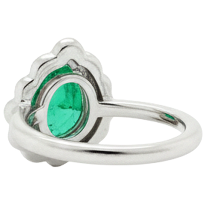 Natural Real ( Not Lab Grown ) Teardrop Green Emerald GIA Halo Ring