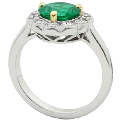 Natural Real ( Not Lab Grown ) Teardrop Green Emerald GIA Halo Ring