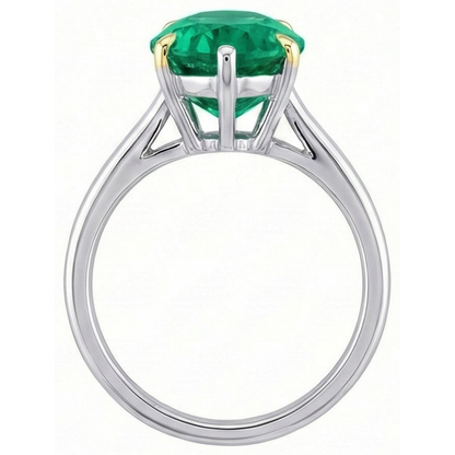 Natural Real ( Not Lab Grown ) Teardrop Green Emerald GIA Wedding Ring