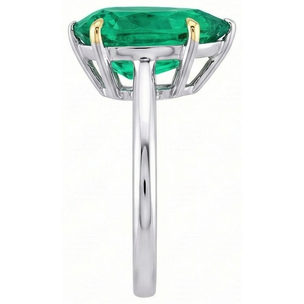 Natural Real ( Not Lab Grown ) Teardrop Green Emerald GIA Wedding Ring