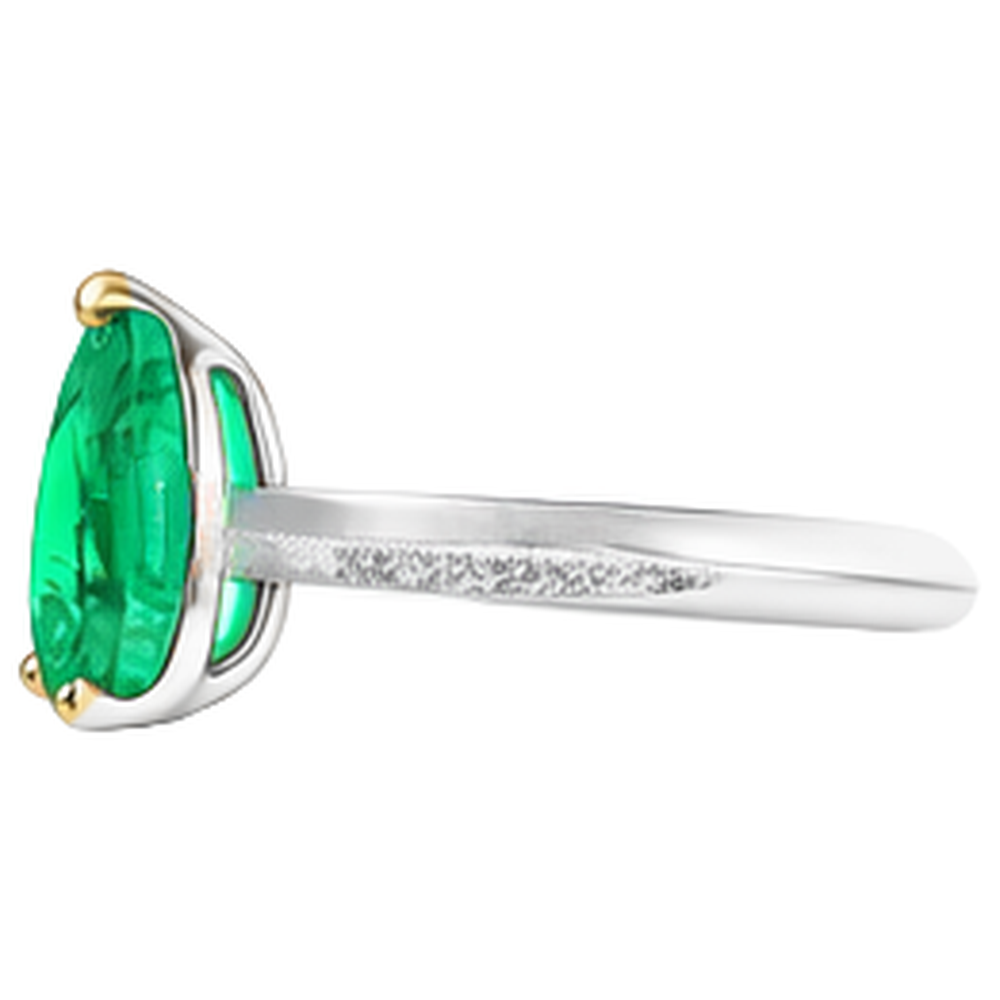 Natural Real ( Not Lab Grown ) Teardrop Shaped Green Emerald GIA Ring Ladies Diamond Jewelry