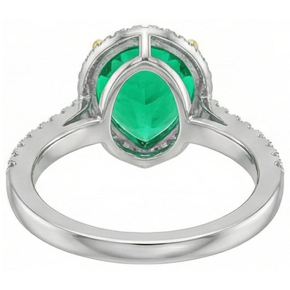 Natural Real ( Not Lab Grown ) Teardrop Style Green Emerald GIA Ring Womens Halo Jewelry