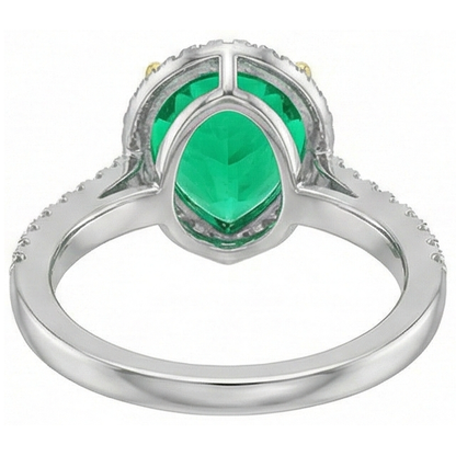 Natural Real ( Not Lab Grown ) Teardrop Style Green Emerald GIA Ring Womens Halo Jewelry