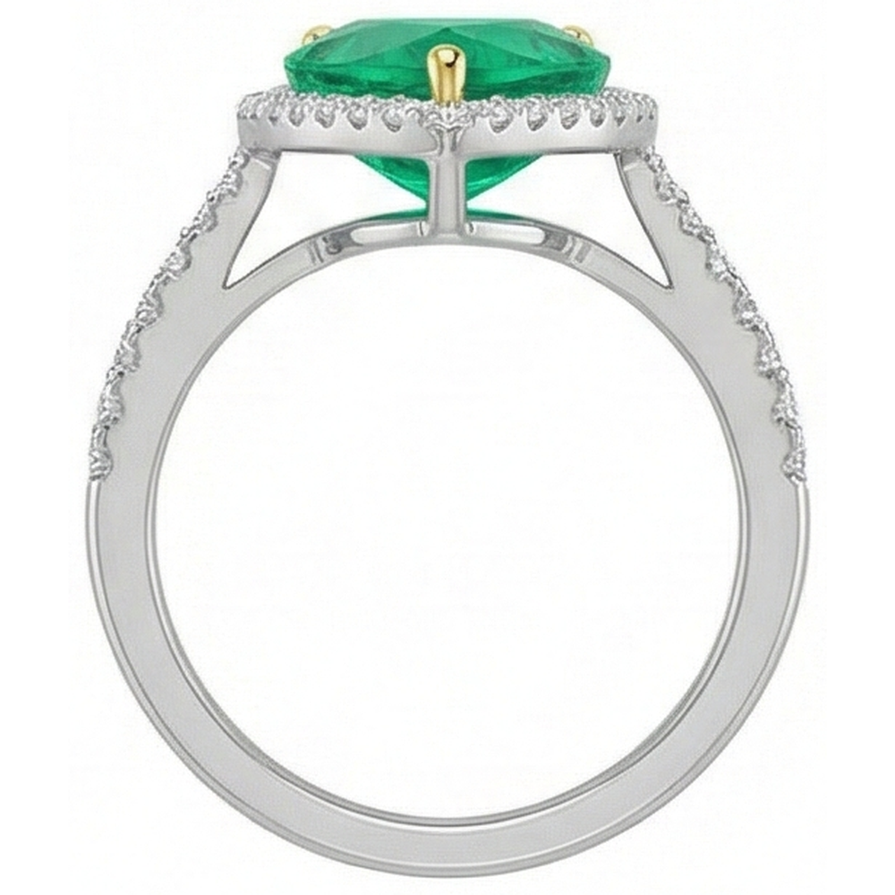 Natural Real ( Not Lab Grown ) Teardrop Style Green Emerald GIA Ring Womens Halo Jewelry
