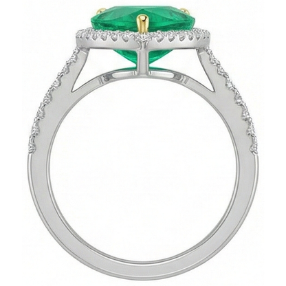 Natural Real ( Not Lab Grown ) Teardrop Style Green Emerald GIA Ring Womens Halo Jewelry