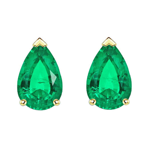 Teardrop Green Emerald Stud Earrings
