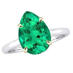 Teardrop Green Emerald Wedding Ring