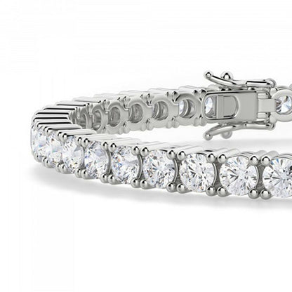 Tennis Bracelet Round Cut 8.10 Carats Sparkling Lab Grown Diamonds White Gold