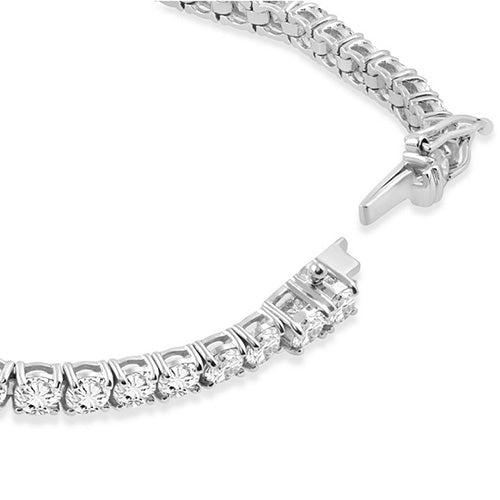 Tennis Bracelet Round Cut 8.10 Carats Sparkling Lab Grown Diamonds White Gold